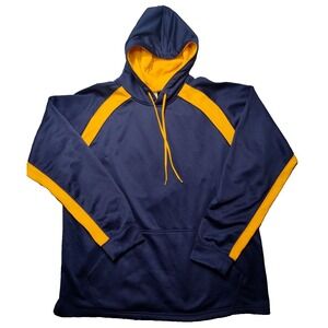 AUGUSTA SPORTSWEAR WICKING Men Size XL Blue Gold Pullover Raglan Hoodie EUC‎